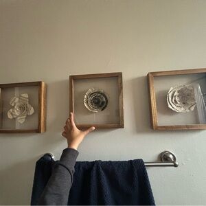 Set of 3 floral art wall decor pieces